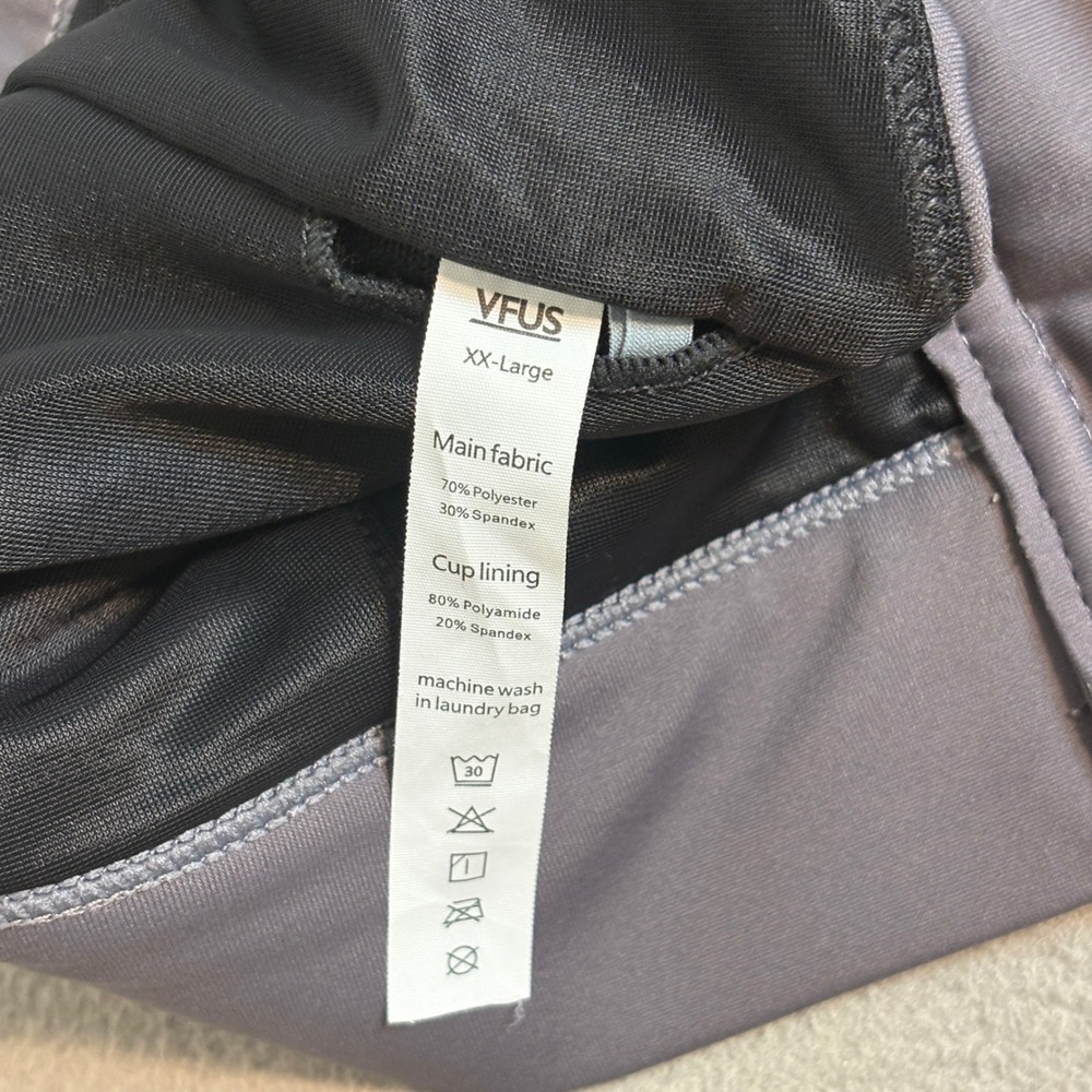 VFUS Women Charcoal Gray Front Zip High Impact Sports Bra XX-Large Adjustable - Picture 6 of 7